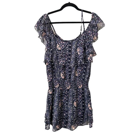 PAIGE Olympia Silk Floral Off Shoulder Mini Dress Sz Medium - Picture 2 of 5